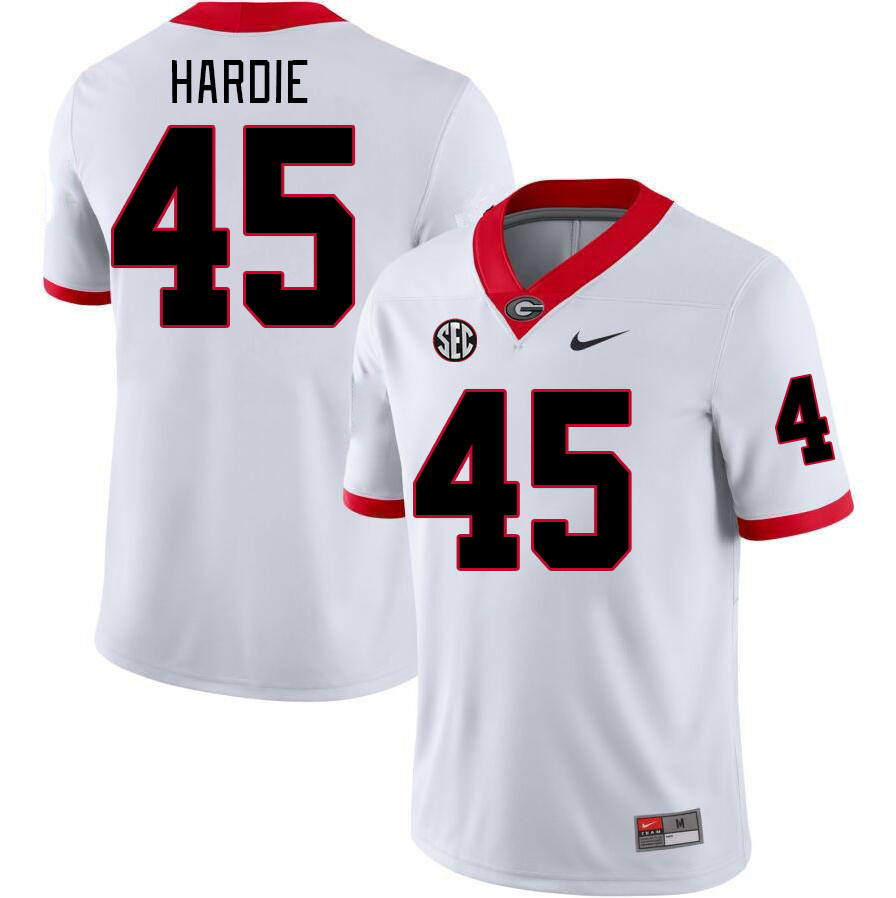 Georgia Bulldogs Men's Jacob Hardie #45 White Stitched College UGA Football Jersey 23NH015AT